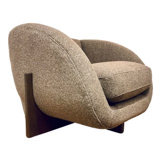 Modern Gray Boucle Club Chair For Sale