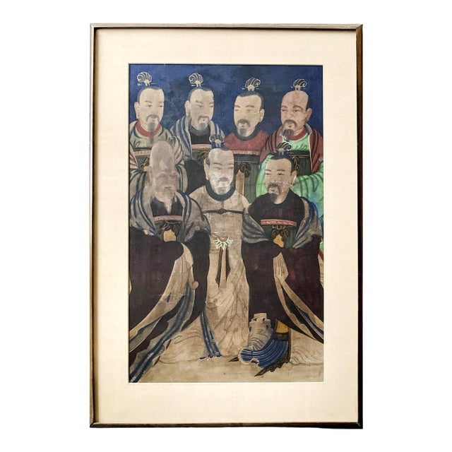 Framed Korean Folk Shamanistic Painting of Seven Stars For Sale