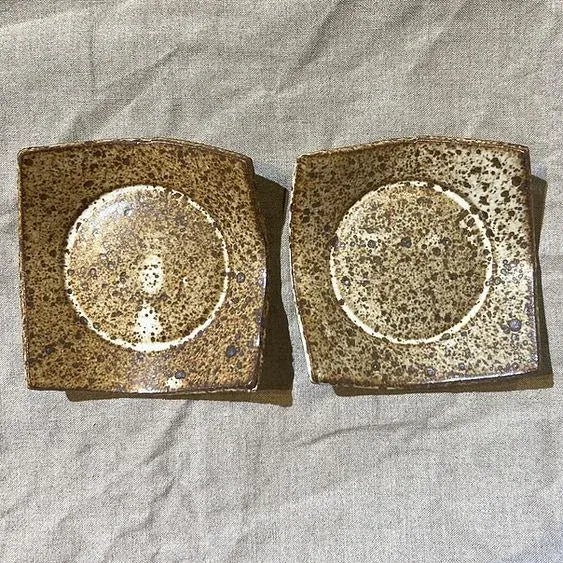Wabi-Sabi Speckled Stoneware Appetizer Plates- Set of 2 For Sale - Image 4 of 4