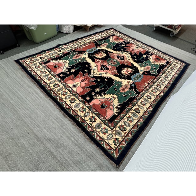 6ft 8in × 8ft Heriz Floral Medallion Area Rug For Sale In San Francisco - Image 6 of 12