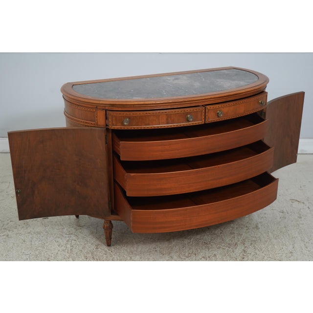 Italian Vintage Marble Top Demilune Linen Cabinet For Sale - Image 3 of 17