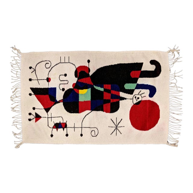 Wool Textile Wall Hanging, Style Joan Miro For Sale