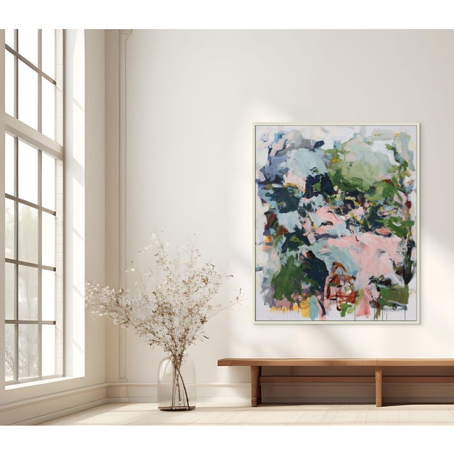 An original acrylic on canvas by the American painter Karen Silve, a tall vertical work standing over five and a half...