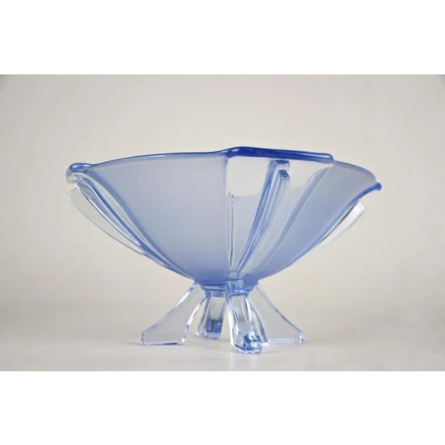 Blue Art Deco Glass Bowl, Austria, 1920s For Sale - Image 8 of 15