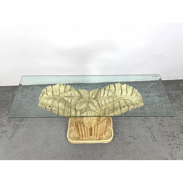 Serge Roche Style Palm Console with Glass Top in Original Finish. Leave as is or paint a Chalky White. Add some Chic...