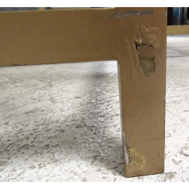 Wood Vintage Modern Glass and Carved Wood Coffee Table For Sale - Image 7 of 8