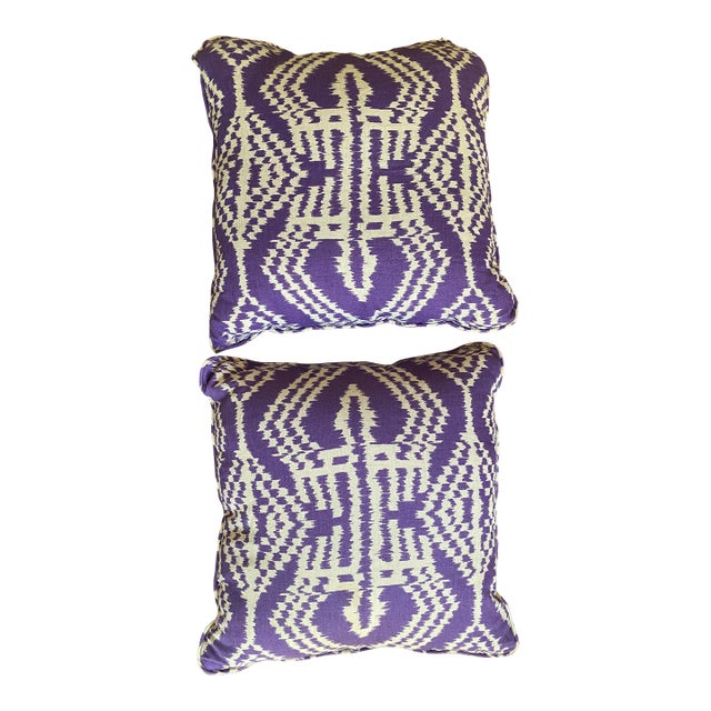 Schumacher "Asaka Ikat" Pair of 20" Pillows For Sale