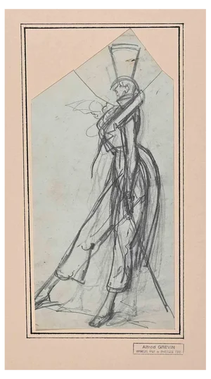 Alfred Grevin, Portrait, Original Pencil Drawing, Late 19th-Century