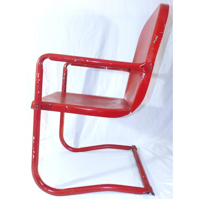 Metal Vintage Steel Cantilever/Springer/Bouncer Patio Chairs - 2 Different For Sale - Image 7 of 17