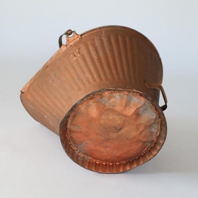 Antique Copper Tone Metal Coal Scuttle Bucket For Sale - Image 10 of 10