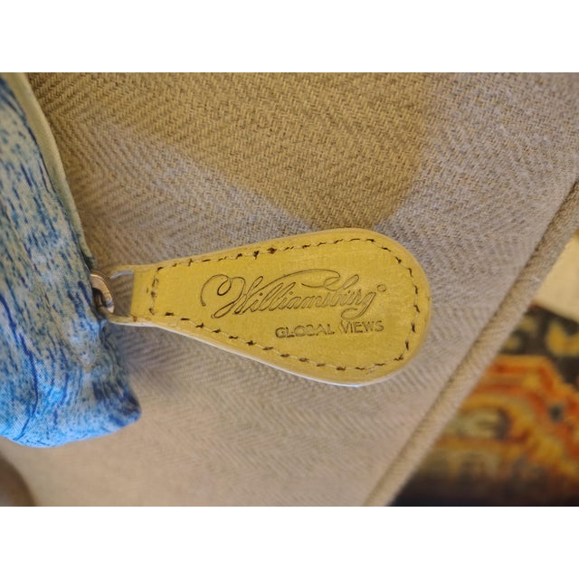 2020s Discontinued Pair of Blue Marbled Pillows With Down Fill For Sale - Image 5 of 5