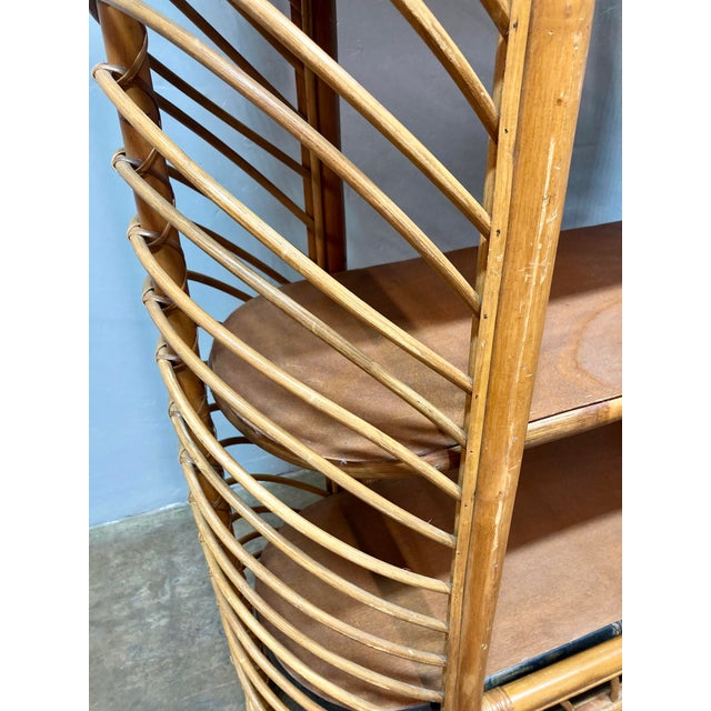 1970's Bohemian Bamboo and Rattan Bookcase For Sale - Image 4 of 6