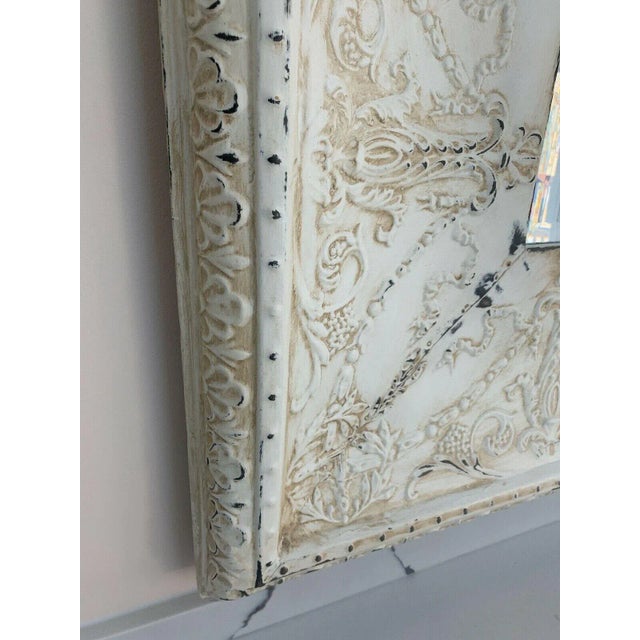 Vintage Transitional Stamped Tin Mirror For Sale - Image 10 of 13