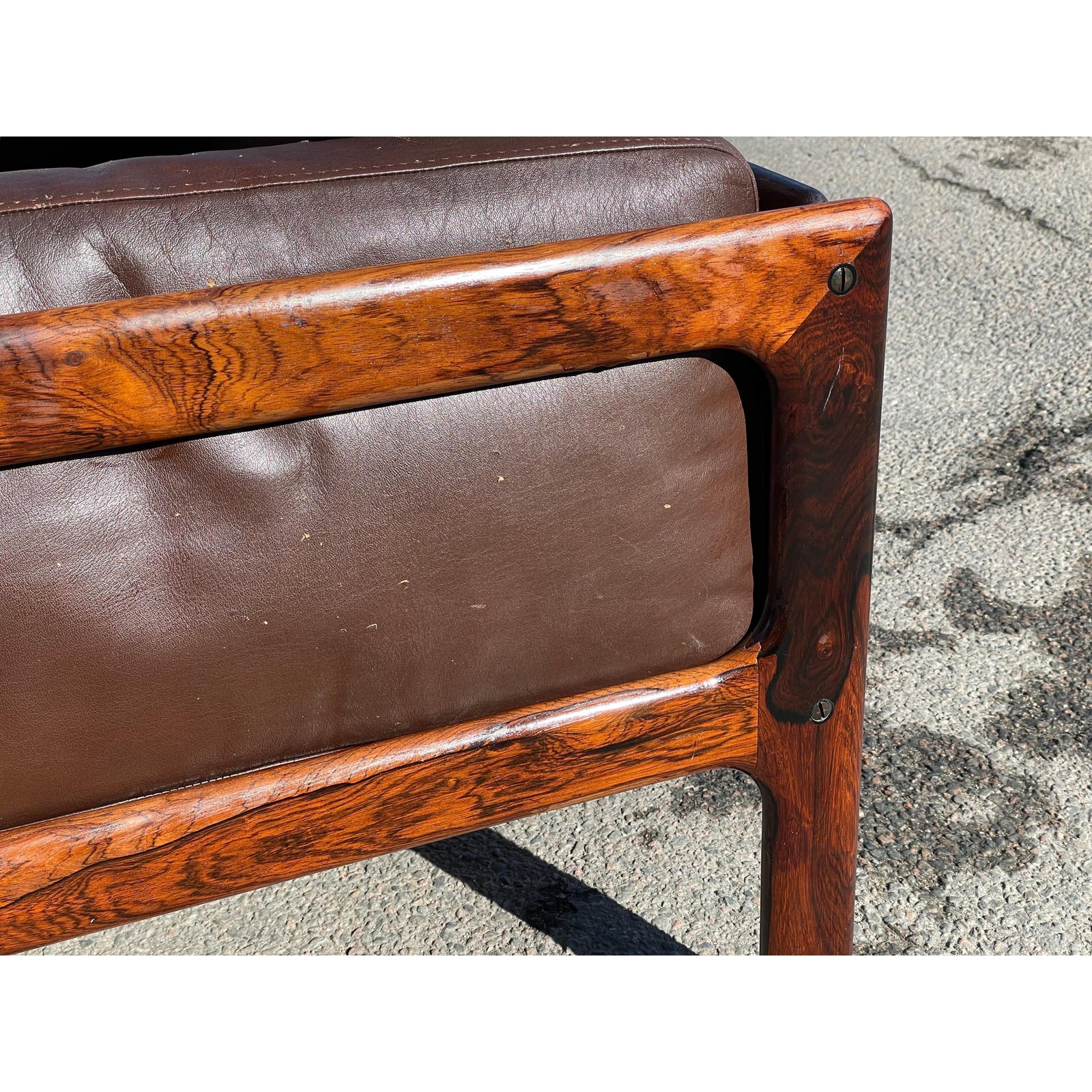 Mid-Century Modern Danish Living Room Set in Rosewood and Leather by Arne Wahl Iversen, 1970s, Set of 3