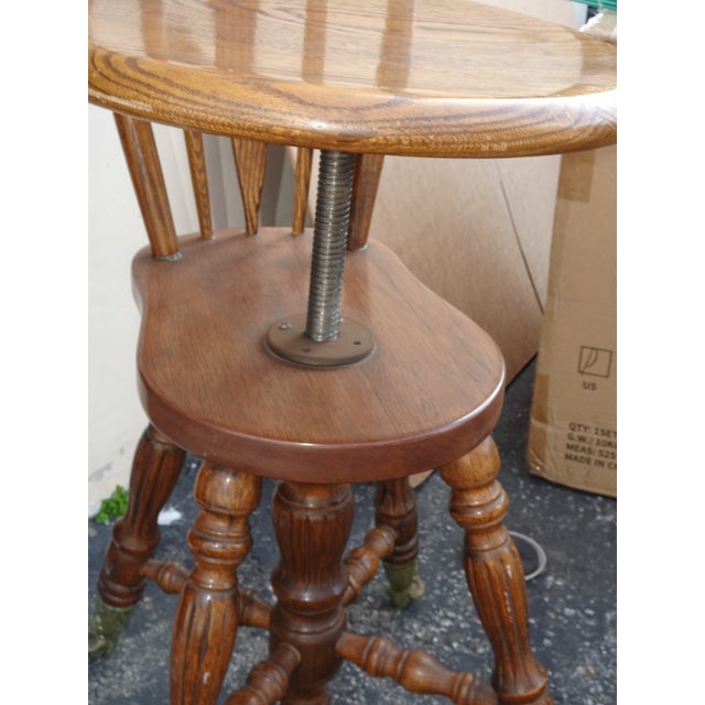Antique French Country Chair ~ Piano Swivel Stool W Backrest & Cast Iron Feet For Sale - Image 13 of 14