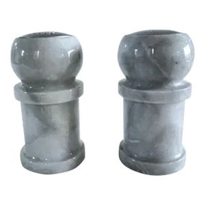 Vintage French Kitchen Carved White Marble Salt and Pepper Shaker Set