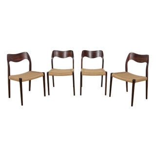 Mid-Century Model 71 Dining Chairs in Rosewood by Niels Moller from J.L. Møllers, 1960s, Set of 4 For Sale