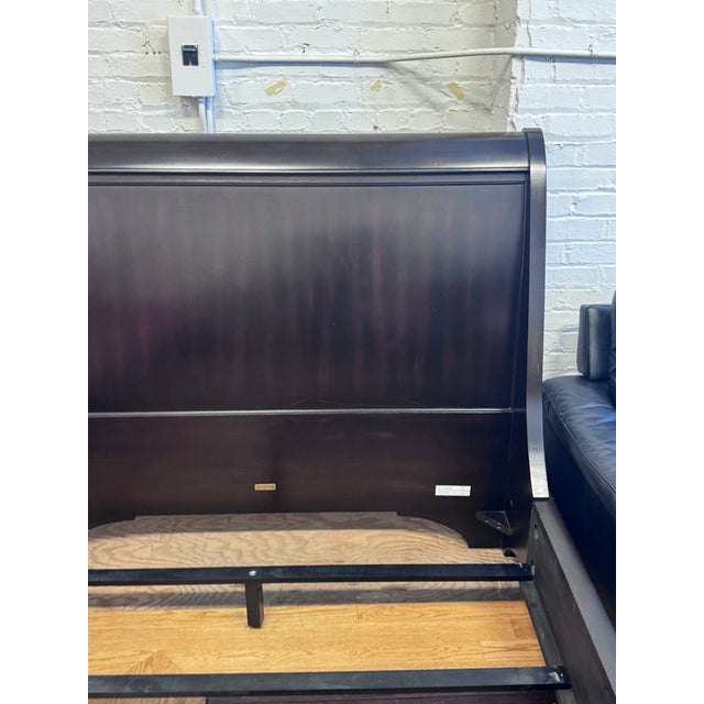 Brown Queen Size Restoration Hardware Portman Sleigh Bedframe For Sale - Image 8 of 12