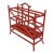 Vintage Red Faux Bamboo Magazine Rack Holder Painted Metal Two Compartment Hollywood Regency Palm Beach Style Gilt Accents For Sale
