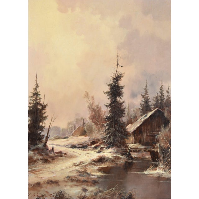 Hermann Dieste, Winter Forest Landscape, 1980s, Oil, Framed For Sale - Image 12 of 12