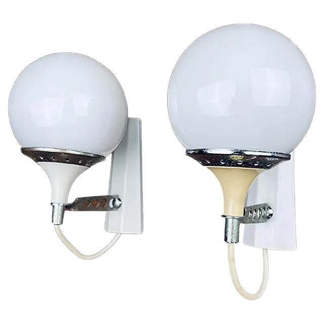 Mid-Century Itlian White Sconces by Targetti Sankey, 1960s Set of 2 For Sale
