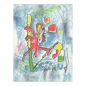 1975 Roberto Matta 'T'ou't se tient' Contemporary Blue,Red,Brown,Yellow France Lithograph