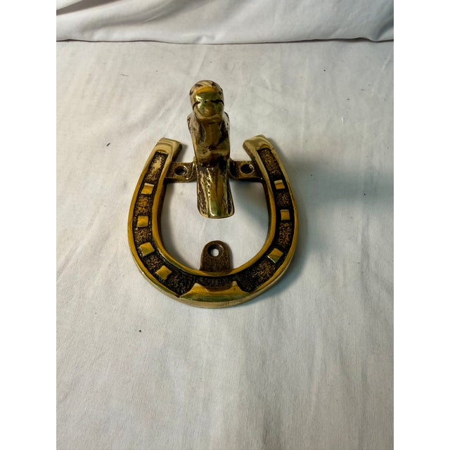 Vintage, English Brass Horse and Horseshoe Doorknocker For Sale - Image 10 of 13