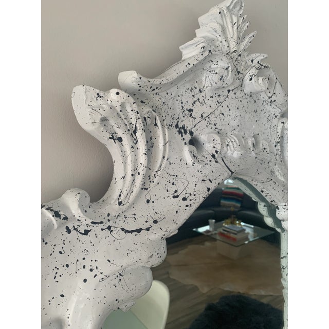 Black White & Black Baroque Style Lacquered Mirror For Sale - Image 8 of 13