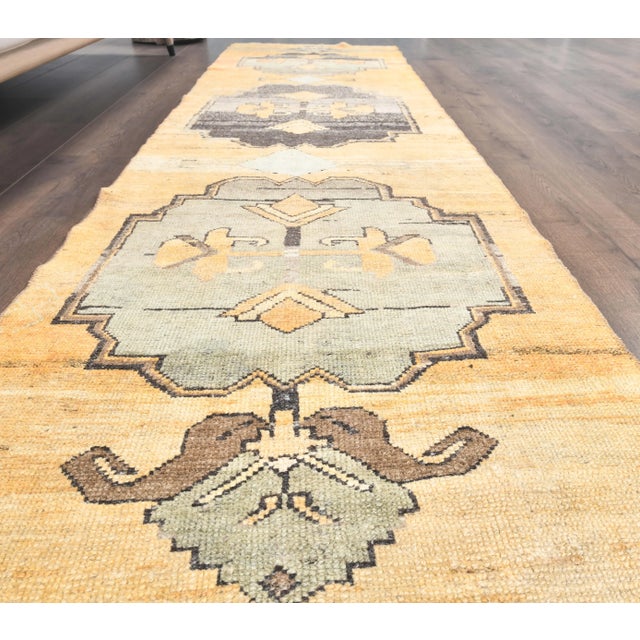 Textile 2'6x9'4 Vintage Orange Geometric Orange Hand-Knotted Runner For Sale - Image 7 of 9