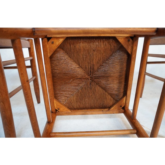 Mid 20th Century Set of Four Wooden Dining Chairs With Rush Seats For Sale - Image 17 of 17
