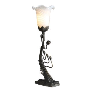 1930s Art Nouveau Bronze Overlay Lamp For Sale