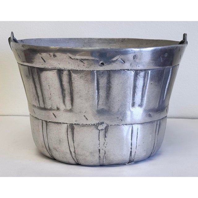 Metal Vintage Centrumetal Barrel Basket Motif Ice Bucket For Sale - Image 7 of 10
