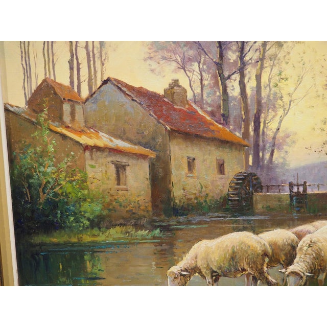 19th Century French Pastoral Oil Painting, the Shepherd and His Flock by Derians For Sale - Image 9 of 18