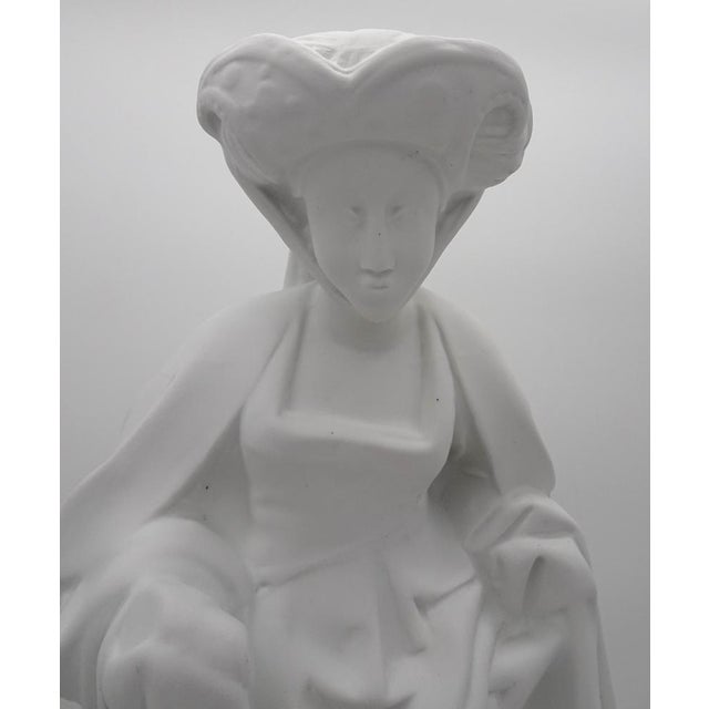 Vintage Medieval Lady Bisque Porcelain Figurine, 1970s For Sale - Image 3 of 15