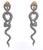 Silver Snake Long Earrings Green Stone Eyes, A Pair For Sale - Image 9 of 9