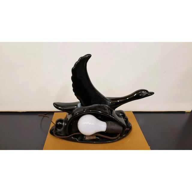 Mid-Century Black/Slate Blue Duck Bird Tv Lamp For Sale - Image 4 of 10