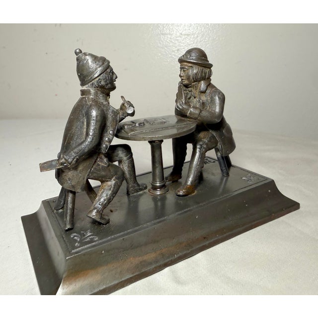Figurative Antique Cast Iron Figural Cheating Poker Card Player Statue Sculpture Figure For Sale - Image 3 of 11