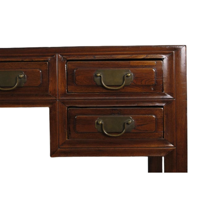 2000 - 2009 Vintage 5 Drawers With Cracked Ice Foot Rest Desk For Sale - Image 5 of 9