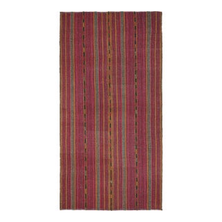 1950s Vintage Palas Persian Kilim in Pink and Ochre Stripes, From Rug & Kilim For Sale