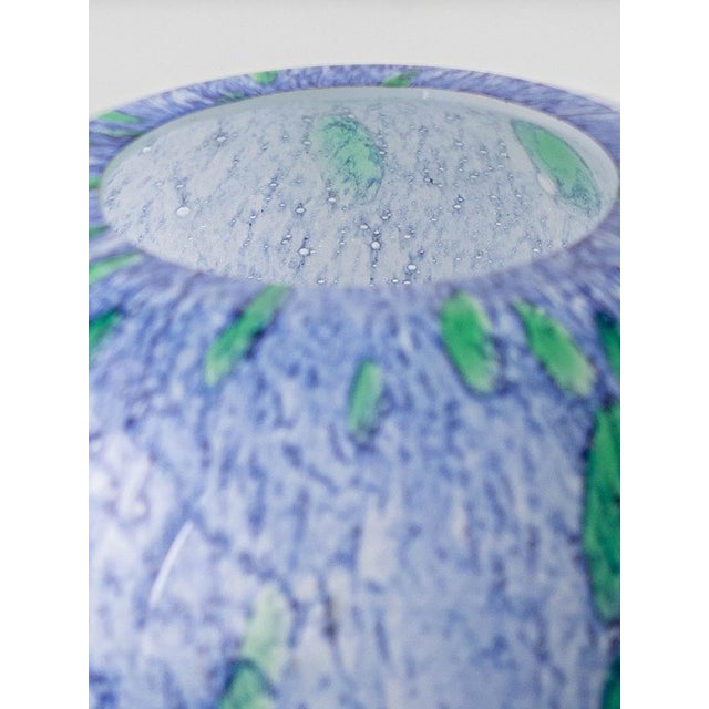French Blue and Green Mouth-Blown Cased Art Glass Vase from La Rochère, 1960s For Sale - Image 9 of 17