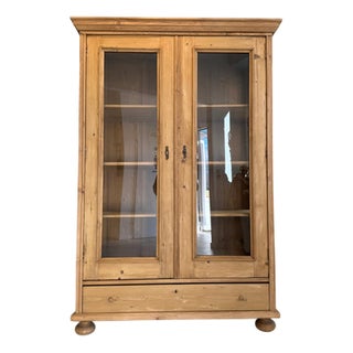 Antique Softwood Farmhouse Display Cabinet For Sale