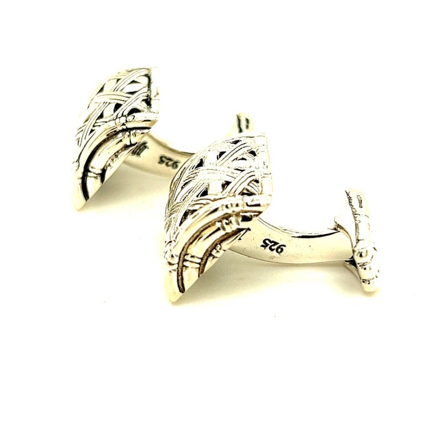 Metal 1990s Pair of John Hardy Estate Cufflinks Sterling Silver For Sale - Image 7 of 7