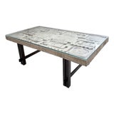 Ceramic Coffee Table with Carved Stone, 1950s For Sale