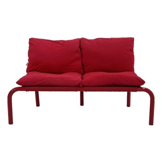 Red 2-Seater Sofa in Metal and Fabric from Thalia & Co, 1980s For Sale