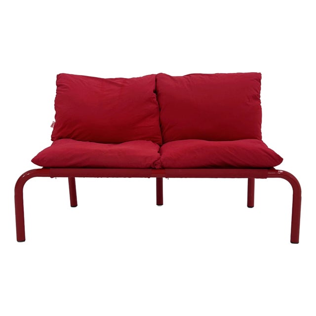 Red 2-Seater Sofa in Metal and Fabric from Thalia & Co, 1980s For Sale