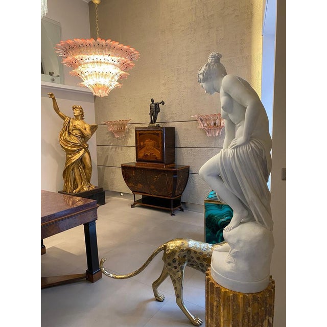 Brass Mounted Pink Palmette Sconces, 1990s, Set of 2 For Sale - Image 4 of 15