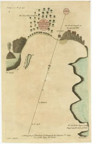 Antique Map of the Harbour of Praia, Santiago Island, Cape Verde, 1750