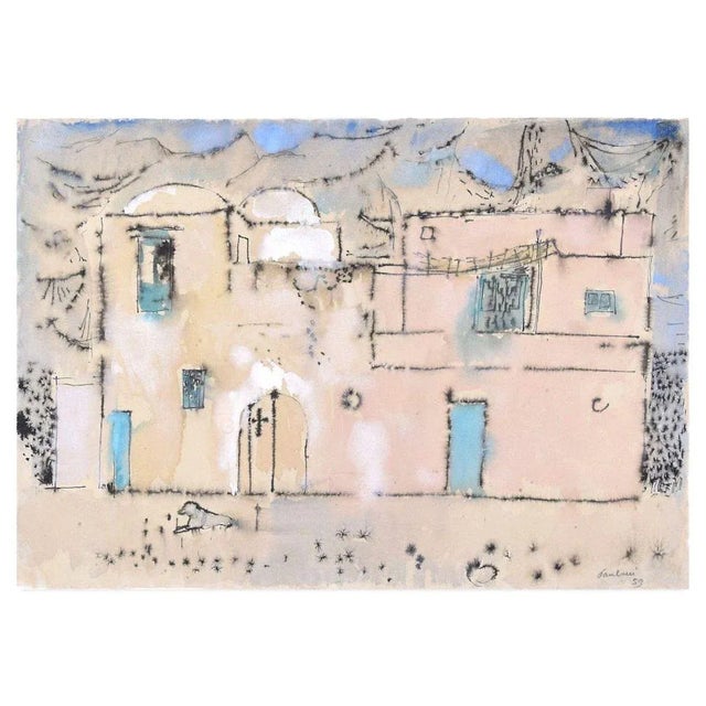 Town is a beautiful original painting (China ink and watercolor) on paper, realized in 1959 by the Italian artist Enrico...