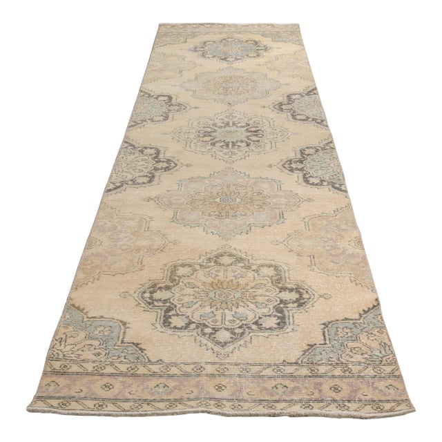 Handknotted Vintage Handmade Runner For Sale