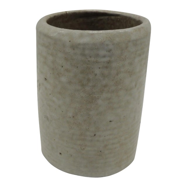 MCM Soft Gray Color Glazed Decorative Ceramic Vase/Vessel For Sale